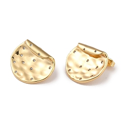 Real 18K Gold Plated Slice 304 Stainless Steel Crystal Rhinestone Stud Earrings for Women, Real 18K Gold Plated, 25.5x20mm