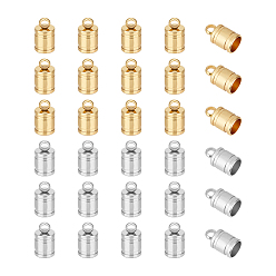 Золотой & Цвет Нержавеющей Стали 30шт. 2 цвета 201 наконечники шнура из нержавеющей стали, колонка, золотые и нержавеющая сталь цвет, 9.5x6 мм, отверстие : 1.5 мм, 15 шт / цвет