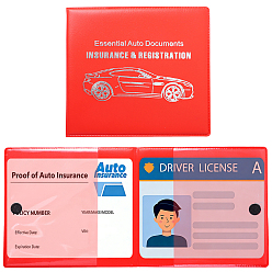 Red PU Leather Motor Vehicle Driver's License Protective Cover, Rectangle, Red, 130x142x5mm