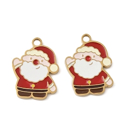 Santa Claus Рождество 304 эмалированные подвески из нержавеющей стали, реальный 14 k позолоченный, Дед Мороз, 17.5x13x1.5 мм, отверстие : 1.8 мм