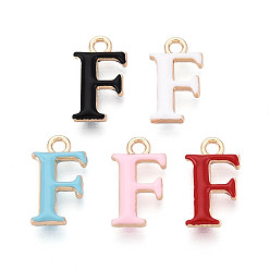 Letter F Стойки обшивки сплава эмали подвески, письмо амулеты, без кадмия, без никеля и без свинца, золотые, Буква F, 15.5~19.5x5.5~16.5x2.5 мм, отверстие : 1.8~2 мм