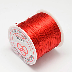 Red Flat Elastic Crystal String, Elastic Beading Thread, for Stretch Bracelet Making, Dyed, Red, 0.8mm, about 65.61 yards(60m)/roll