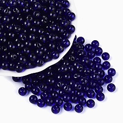 Темно-Синий Fgb прозрачный стеклянный бисер, круглые, круглое отверстие, темно-синий, 6~6.5 мм, отверстие : 1.2~1.5 мм, Около 1600 шт / фунт