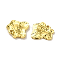 Real 18K Gold Plated 304 Stainless Steel Pendants, Leaf Charm, Real 18K Gold Plated, 15x16x2mm, Hole: 1.2mm