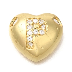 Letter P Стойка металлическая латунная микропрофилированная кубическая циркония подвески, без кадмия и без свинца, сердце с подвесками в виде буквы az, реальный 18 k позолоченный, Письмо P, 14.5x16x6 мм, отверстие : 3 мм