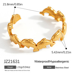 Dolphin 304 открытые кольца манжеты из нержавеющей стали, золотые, дельфин, внутренний диаметр: 21.8 мм