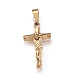 Golden 201 Stainless Steel Pendants, For Easter, Crucifix Cross, Golden, 24x13.5x3.5mm, Hole: 7.5x3mm