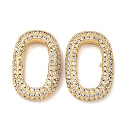 Настоящее золото 18K Латунные микропаве прозрачные кубические цирконии овальные соединительные кольца, стойки покрытие, долговечный, без свинца и без кадмия, реальный 18 k позолоченный, 22x14.5x3.5 мм, внутренний диаметр: 15x7.5 мм