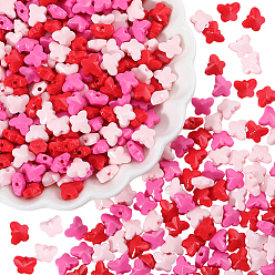 Красный 500 непрозрачные акриловые бусины, бабочка, граненые, красные, 6.5x8x4.5 мм, отверстие : 1.2 мм