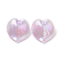 Pearl Pink UV Plating Rainbow Iridescent Acrylic Pendants, Glitter, Heart Charm, Pearl Pink, 30.5x30x11mm, Hole: 1.8mm