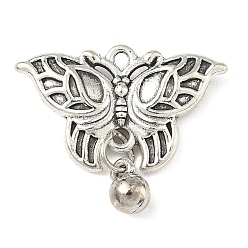 Античное Серебро Сплавочные подвески тибетского стиля, бабочка, долговечный, стойки покрытие, античное серебро, 22x25.5x4 мм, отверстие : 1.6 мм