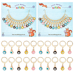 (52) Непрозрачная лаванда 15 шт. 5 цветной сплав эмаль амулеты сглаза блокирующие стежки, с позолоченными 304 фурнитурой из нержавеющей стали, разноцветные, 26 мм, штифты : 1x0.8 мм, 3 шт / цвет