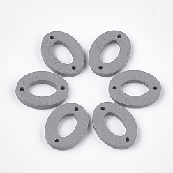 Light Grey Painted Poplar Wood Links, Oval, Light Grey, 20x15x2.5mm, Hole: 1.5mm