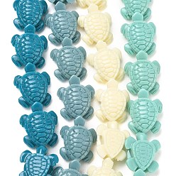 Couleur Mélangete Chapelets de perles de corail synthétique , teint, tortue, couleur mixte, 20x16x8mm, Trou: 1mm, Environ 20 pcs/chapelet, 13.5 pouce
