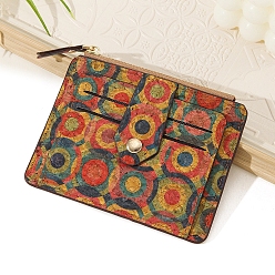 Плоский Круглый Пробковая сумка для карточек с винтажным принтом, Держатель визитной карточки, чехол для визиток, плоско-круглые, 120x90 мм