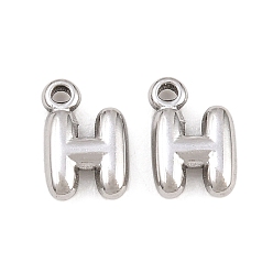 Letter H 304 подвески из нержавеющей стали, письмо амулеты, Письмо ч, 9.5~10x2.5~9x2.5 мм, отверстие : 1.2 мм