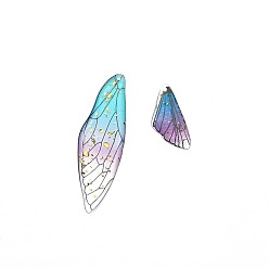 Light Sky Blue Resin Earrings Accessories, Wing, Light Sky Blue, 50x16mm, Hole: 1mm, Small: 25x11mm, Hole: 1mm, 2pcs/bag