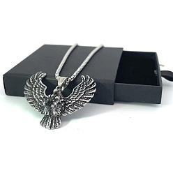 Нержавеющая Сталь Цвет Винтажные панк ожерелья из нержавеющей стали с орлом для мужчин, цвет нержавеющей стали