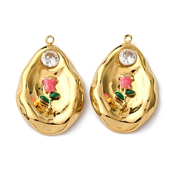 Teardrop 304 нержавеющей стальной эмали подвески, со стразами, , вакуумное покрытие pvd, реальный 18 k позолоченный, слеза, 27x17.5x3 мм, отверстие : 1.4 мм