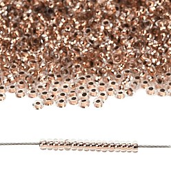 (PF740) PermaFinish Copper Lined Crystal Toho 8/0 полукруглые бусины, японский бисер, (pf740) permafinish медный облицованный кристалл, 3x1.15 мм, отверстие : 1.2 мм, Около 744 шт / 10 г