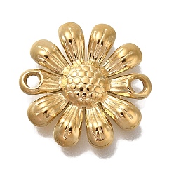 Настоящее золото 18K Ионное покрытие (ip) 304 подвески из нержавеющей стали, ссылки подсолнечника, реальный 18 k позолоченный, 14x14x2 мм, отверстие : 1.4 мм