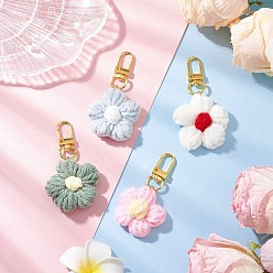 (52) Непрозрачная лаванда 4шт. Цветочные подвески ручной работы из хлопка, с поворотными застежками сплава, разноцветные, 75 мм