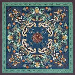 Бирюза Квадратные хлопковые повязки на голову, шарф-бандана с цветочным узором, гетры шеи, бесшовные головные уборы, для бега на свежем воздухе, бирюзовые, 550x550 мм