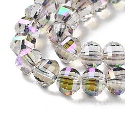 Light Grey Transparent Electroplate Glass Beads Strands, AB Color Plated, Faceted, Rondelle, Light Grey, 7.8x5.8~6.3mm, Hole: 1.5mm, about 80pcs/strand, 18.31''~19.88''(46.5~50.5cm)