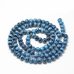 Deep Sky Blue Drawbench Opaque Glass Beads Strands, Dyed, Round, Deep Sky Blue, 8~8.5mm, Hole: 1.5mm, about 105pcs/strand, 31.8 inch(80.7cm)