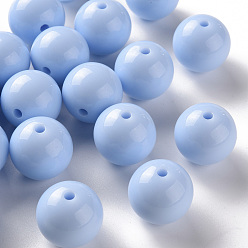 Light Sky Blue Opaque Acrylic Beads, Round, Light Sky Blue, 20x19mm, Hole: 3mm, about 111pcs/500g