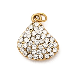 Shell Shape 304 из нержавеющей стали горный хрусталь подвески, океан коллекция подвески, ионное покрытие (ip), реальный 18 k позолоченный, с целью перехода в кольце, формы раковины, 14x12x4 мм, отверстие : 2.4 мм