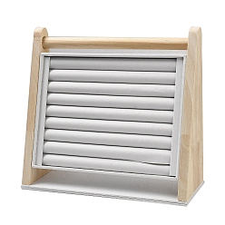 Белый Искусственная кожа с деревянными подставками для ювелирных изделий, многослойный держатель-органайзер для ювелирных изделий для ожерелий, Браслеты, Серьги, хранение колец, форма лестницы, белые, 29.6x10.9x26.5~26.8 см