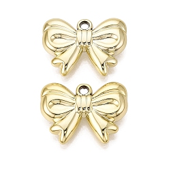 Golden Plated UV Plating Acrylic Pendants, Bowknot Charms, Golden Plated, 24x32.5x7mm, Hole: 2.2~2.7mm