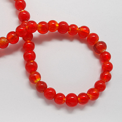 Красный Стеклянные бусины, с фольгой внутри, ручная работа, круглые, красные, 11.5~12.5 мм, отверстие : 2 мм