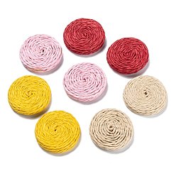 (52) Непрозрачная лаванда Обвязанные бусины ручной работы, бумажная имитация рафии, покрытая деревом, нет отверстий / незавершенного, плоско-круглые, разноцветные, 30~33x6~7 мм