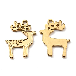 Золотой Ионное покрытие (ip) 304 подвески из нержавеющей стали, ручная полировка, рождественские подвески в виде оленей/оленей, золотые, 18x14x1 мм, отверстие : 1.5 мм