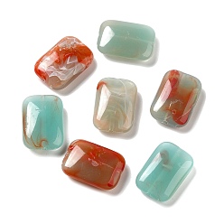 Cadet Blue Transparent Acrylic Beads, Two Tone, Rectangle, Cadet Blue, 19.5x13.5x6mm, Hole: 1.4mm, about: 400pcs/500g