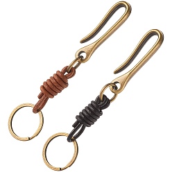 (52) Непрозрачная лаванда 2 шт 2 цвета сплава U-образный ремень крючок брелок, с отделкой из коровьей кожи и железа, разноцветные, 130x15x8 мм, 1 шт / цвет