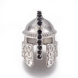 Нержавеющая Сталь Цвет 304 из нержавеющей стали горный хрусталь бисер, гладиаторский шлем, цвет нержавеющей стали, 15x10x12 мм, отверстие : 2.2 мм