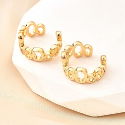 Настоящее золото 18K Латунь манжеты серьги, овальные, реальный 18 k позолоченный, 15.5x15x6.5 мм