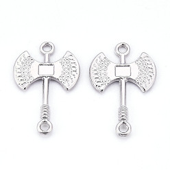 Платина Подвески из сплава с двойным топором, без кадмия, без никеля и без свинца, платина, 24x16x2.5 мм, отверстие : 1.5~1.6 мм