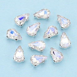 Хрусталь AB Пришить бусины монте из стразов, с настройками латуни, аксессуары для одежды, слеза, хрусталь AB, 8x5.3x3.9 мм, отверстие : 0.9 мм, около 2000 шт / упаковка