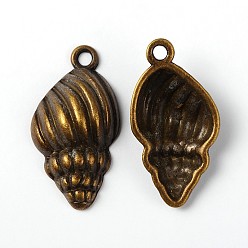 Античная Бронза Подвески в тибетском стиле , труба оболочки, античная бронза, без кадмия, без никеля и без свинца, 25.5x13x5.5 мм, отверстие: 2 мм