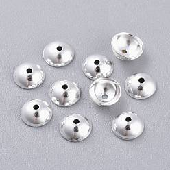 Серебро 201 из нержавеющей стали шарик крышки, безлепестковый, полукруглый, серебряные, 5x2 мм, отверстие : 0.9 мм