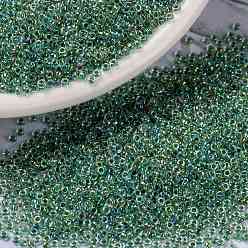 (RR277) Lime Lined Crystal AB MIYUKI Round Rocailles Beads, Japanese Seed Beads, (RR277) Lime Lined Crystal AB, 15/0, 1.5mm, Hole: 0.7mm, about 5555pcs/bottle, 10g/bottle