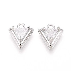 Платина Кулон из циркония, треугольник прелести, платина, 11x9.5x4 мм, отверстие : 1.2 мм