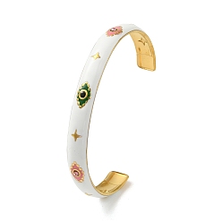 Real 18K Gold Plated Adjustable 304 Stainlee Steel Enamel Open Cuff Bangles, Colorful Rhinestone Bangles for Women, Real 18K Gold Plated, Inner Diameter: 2-5/8 x 2-1/8 inch(6.75x5.3cm)