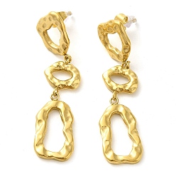 Golden 304 Stainless Steel Dangle Stud Earrings, Long Drop Earrings, Golden, 52x13mm