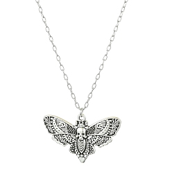 Античное Серебро Готические 304 ожерелья-цепочки из нержавеющей стали, Ожерелья с подвеской в виде черепа из сплава на Хэллоуин, античное серебро, 18.23 дюйм (46.3 см), Кулон : 27x42.5 мм