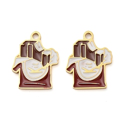 Food 304 подвески из нержавеющей стали, с эмалью, ионное покрытие (ip), реальный 18 k позолоченный, цвет шоколада, 16.5x13x1.5 мм, отверстие : 1.6 мм
